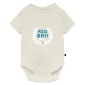 Mid Bro 2023 Mittlerer Bruder Baby Geburt Junge - Baby Premium Kurzarmbody - Naturweiß - Vorne