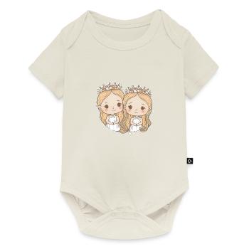 fille jumelles princesse frères et sœurs soeur - Body à manches courtes Premium Bébé - blanc cassé - Devant