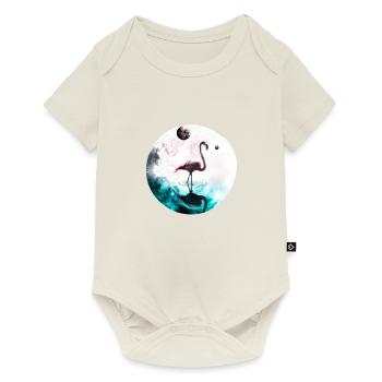 Flamingo Galaxie Universum Planet Geschenkidee - Baby Premium Kurzarmbody - Naturweiß - Vorne