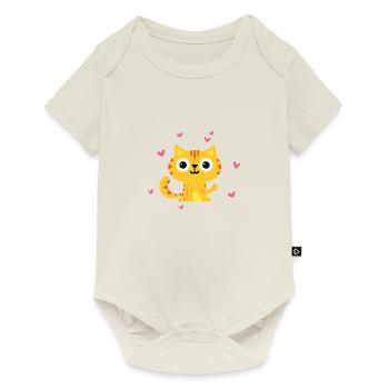 Chat J’aime les chats cœur enfant propriétaire dictons - Body à manches courtes Premium Bébé - blanc cassé - Devant