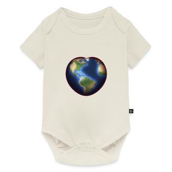 Erde Herz Geografie herzförmig Geschenkidee Planet - Baby Premium Kurzarmbody - Naturweiß - Vorne