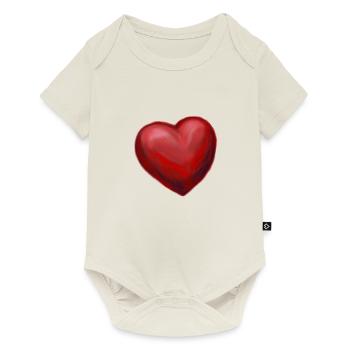Herz rot Geschenkidee Liebe verliebt Valentinstag - Baby Premium Kurzarmbody - Naturweiß - Vorne