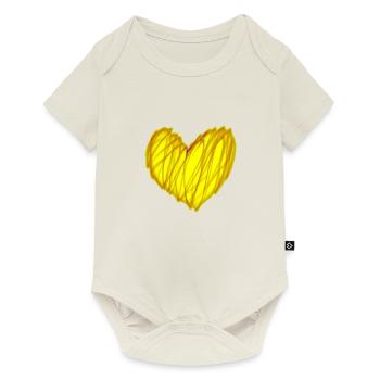 Idée cadeau coeur jaune Amour Saint-Valentin - Body à manches courtes Premium Bébé - blanc cassé - Devant