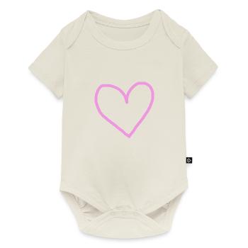 Rosa Herz Geschenkidee pink - Baby Premium Kurzarmbody - Naturweiß - Vorne