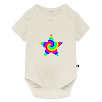 Regenbogen Candy Stern - Baby Premium Kurzarmbody - Naturweiß - Vorne