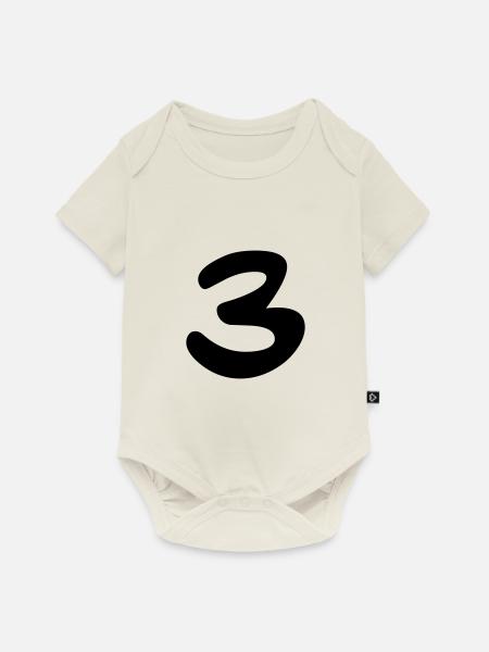 Drei - Baby Premium Kurzarmbody - Naturweiß