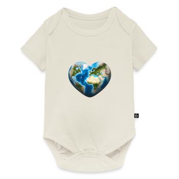 Idée cadeau de planète en forme de cœur de cœur de terre - Body à manches courtes Premium Bébé - blanc cassé - Devant