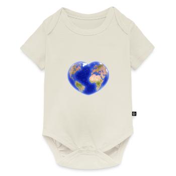 Erde Herz herzförmig Geschenkidee Planet Geografie - Baby Premium Kurzarmbody - Naturweiß - Vorne