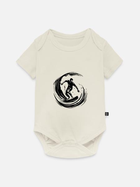 Surfer Silhouette - Baby Premium Kurzarmbody - Naturweiß