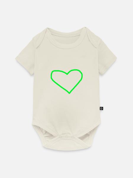 Grünes Herz Geschenkidee - Baby Premium Kurzarmbody - Naturweiß