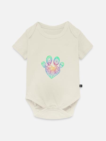 Pfote Regenbogen - Baby Premium Kurzarmbody - Naturweiß