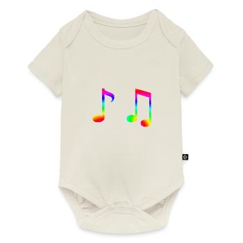 Notes de musique idée cadeau colorée note musique arc-en-ciel - Body à manches courtes Premium Bébé - blanc cassé - Devant