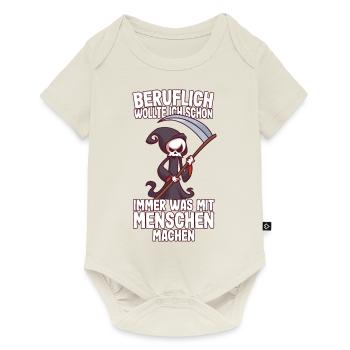 Beruflich wollte ich was mit Menschen Sensenmann - Baby Premium Kurzarmbody - Naturweiß - Vorne