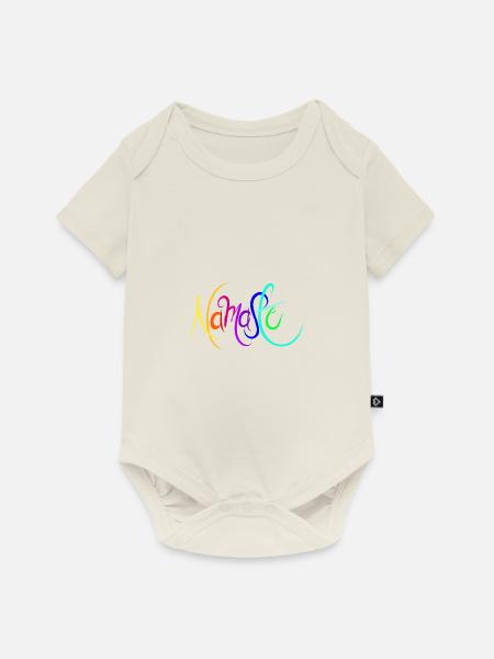 Namaste Regenbogen - Baby Premium Kurzarmbody - Naturweiß