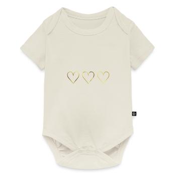 Drei goldene Herzen Geschenkidee gold - Baby Premium Kurzarmbody - Naturweiß - Vorne