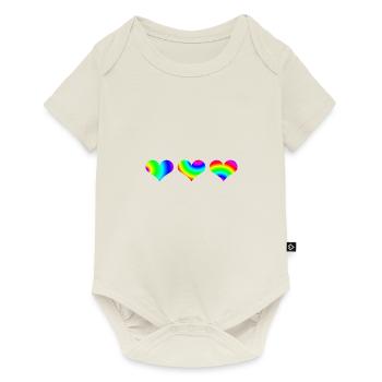 Idée cadeau coeurs colorés coeurs arc-en-ciel - Body à manches courtes Premium Bébé - blanc cassé - Devant