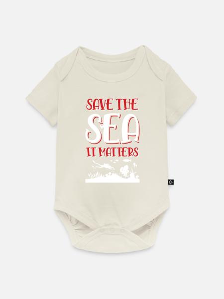 save the ocean spruch - Baby Premium Kurzarmbody - Naturweiß