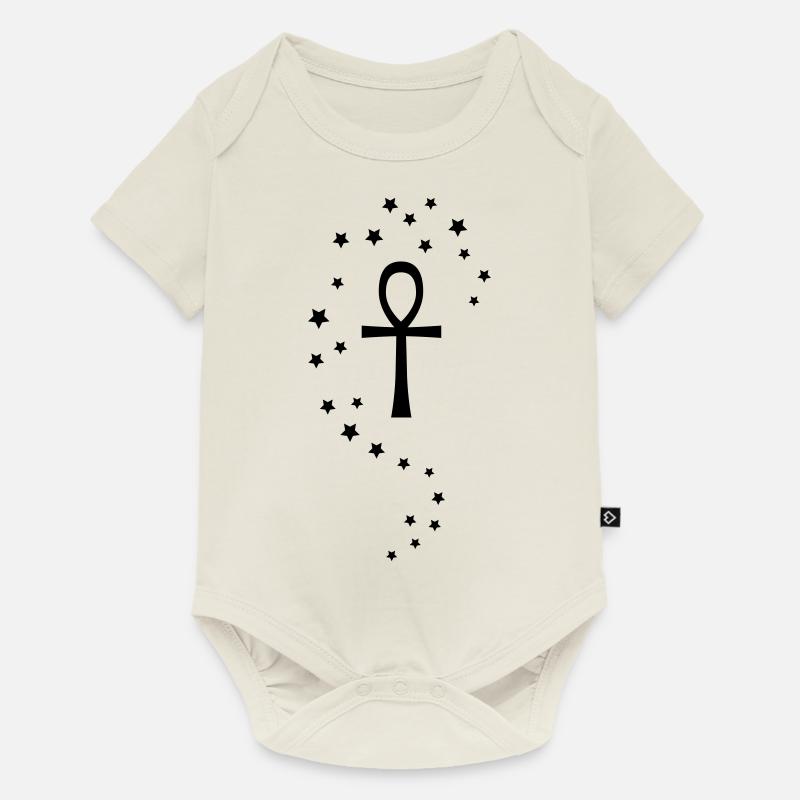 Lebensschluessel Croix + étoile 1c - Body à manches courtes Premium Bébé - blanc cassé