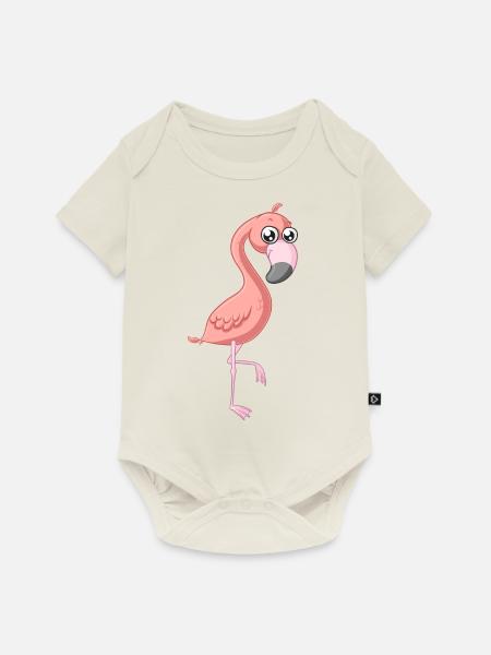 Süßer Comic Flamingo - Baby Premium Kurzarmbody - Naturweiß