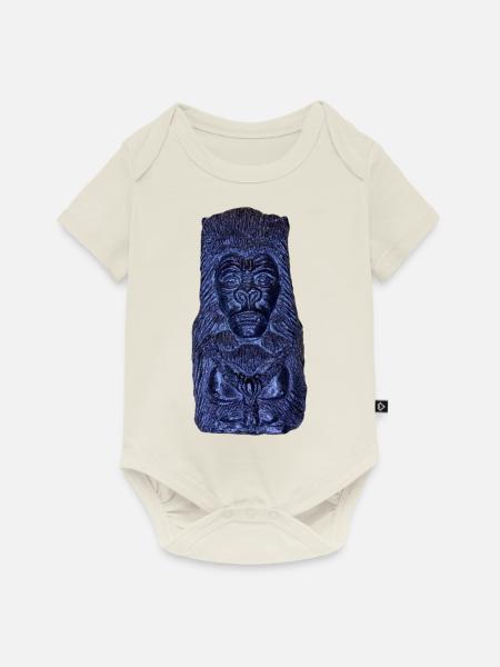 Gorila blau - Baby Premium Kurzarmbody - Naturweiß