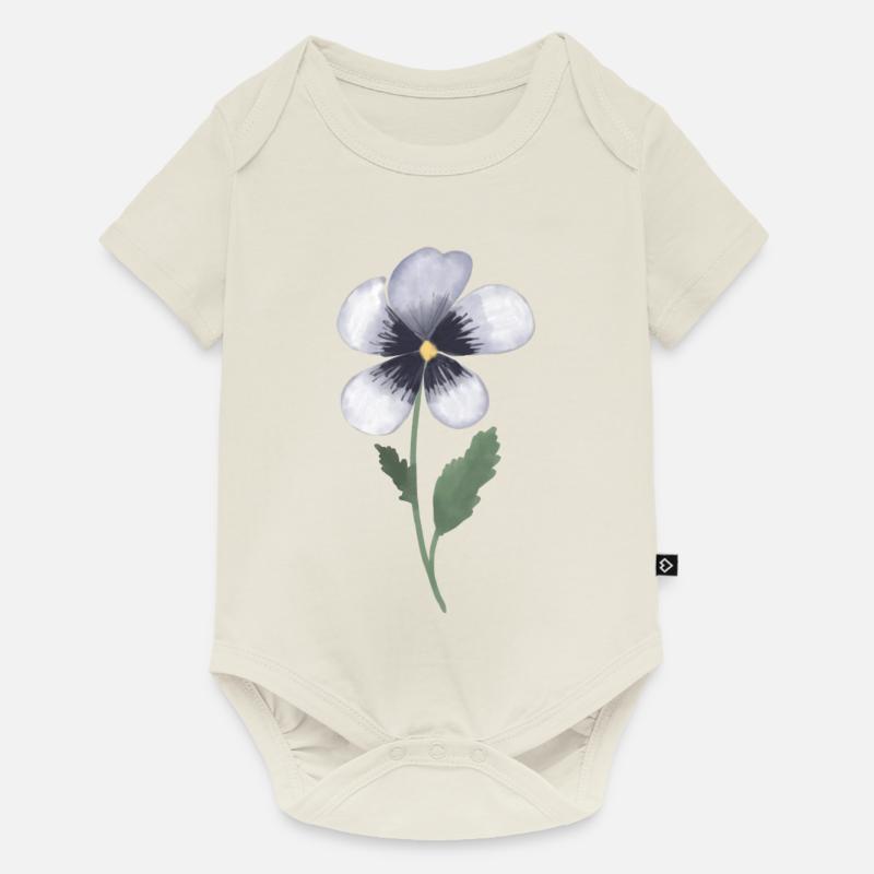 Stiefmütterchen Veilchen - Baby Premium Kurzarmbody - Naturweiß