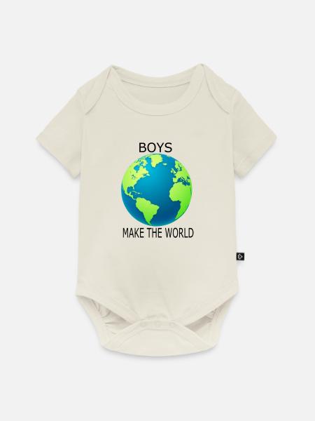 Boys make the World - Baby Premium Kurzarmbody - Naturweiß