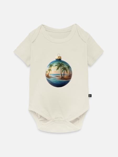 Weihnachtskugel mit Strand - Baby Premium Kurzarmbody - Naturweiß