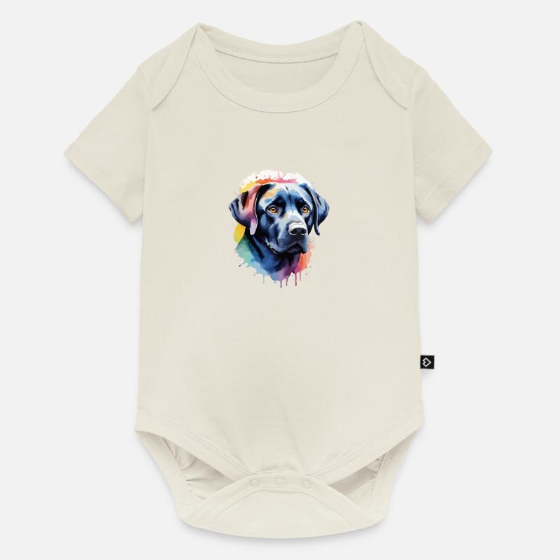 Labrador Retriever Chien Cool Couleur Explosion - Body à manches courtes Premium Bébé - blanc cassé