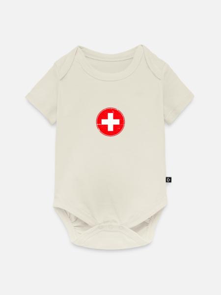 Schweiz Schweizerische Flagge Stolzer Schweizer - Baby Premium Kurzarmbody - Naturweiß