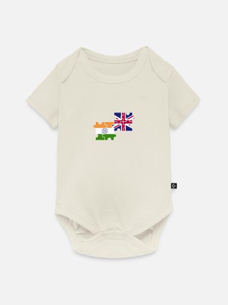 Indien UK Flagge Britischer Inder - Baby Premium Kurzarmbody - Naturweiß