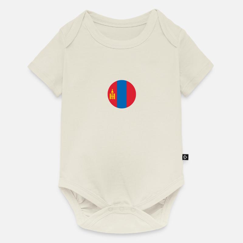Mongolei Mongolische Flagge Mongole - Baby Premium Kurzarmbody - Naturweiß