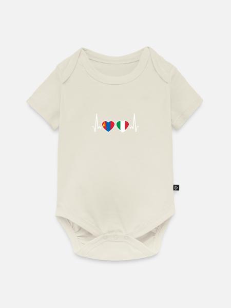 Mongolei Italien Herzschlag Flagge Mongolisch - Baby Premium Kurzarmbody - Naturweiß