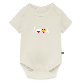 Poland, Spain, Heartbeat, Flag, Spanish, Polish - Baby Premium short-sleeve bodysuit - off white - Front