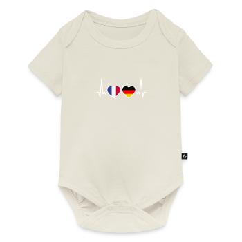 France, Germany, Heartbeat, Flag, Frenchman - Baby Premium short-sleeve bodysuit - off white - Front
