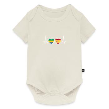 Gabon Espagne Vintage Heartbeat drapeau gabonais - Body à manches courtes Premium Bébé - blanc cassé - Devant