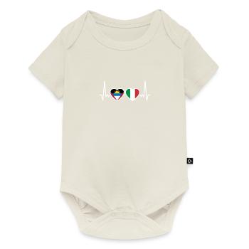 Antigua and Barbuda Italy Heartbeat Flag - Baby Premium short-sleeve bodysuit - off white - Front