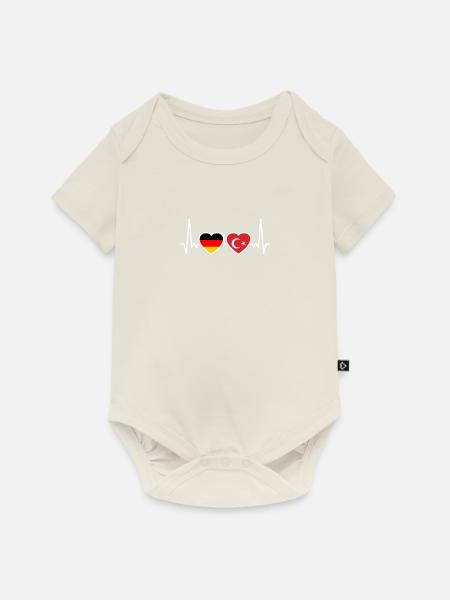Türkei Deutschland Herzschlag Flagge Deutsch Türke - Baby Premium Kurzarmbody - Naturweiß