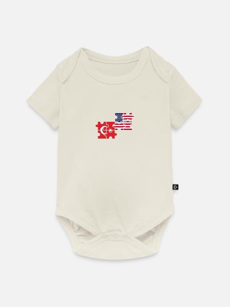 Türkei USA Flagge Amerikaner Türke - Baby Premium Kurzarmbody - Naturweiß