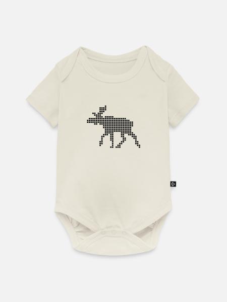 Pixel Elch - Baby Premium Kurzarmbody - Naturweiß