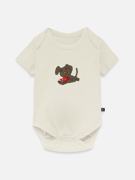 Hund Pizza - Baby Premium Kurzarmbody - Naturweiß