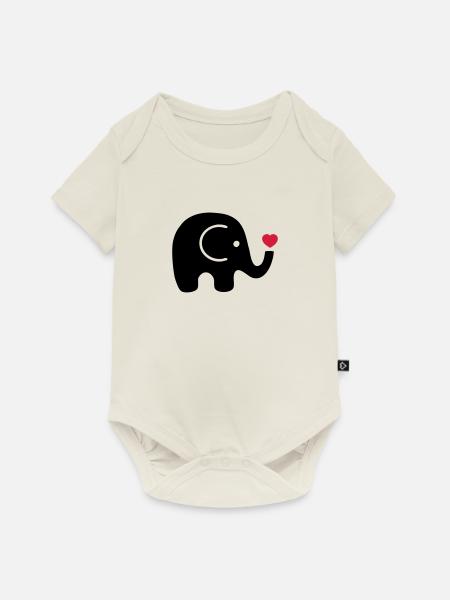 elefant herz - Baby Premium Kurzarmbody - Naturweiß