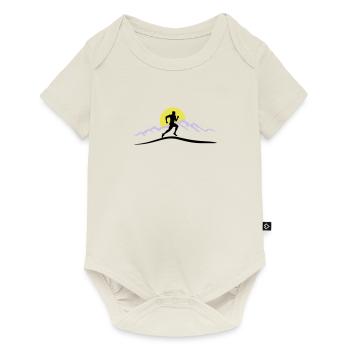 Running, Runner & Mountains & Sun - Baby Premium short-sleeve bodysuit - off white - Front