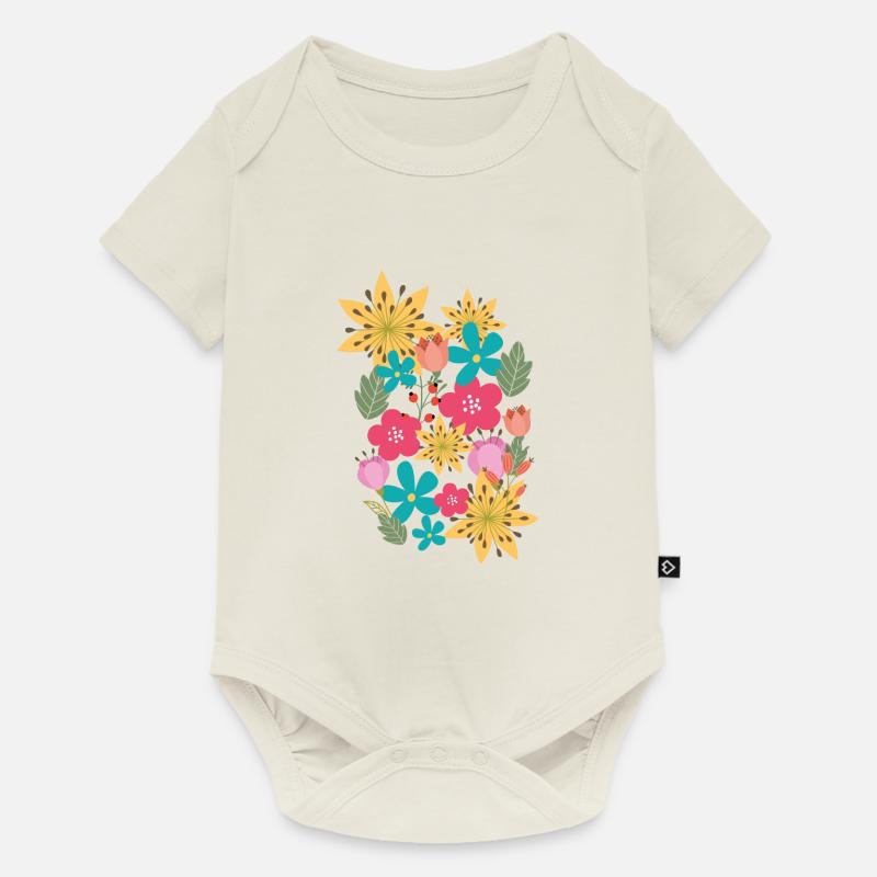 fleurs,fleur,printemps,fleurs - Body à manches courtes Premium Bébé - blanc cassé