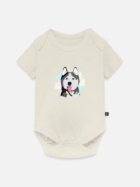 Husky Vektor (1) - Baby Premium Kurzarmbody - Naturweiß