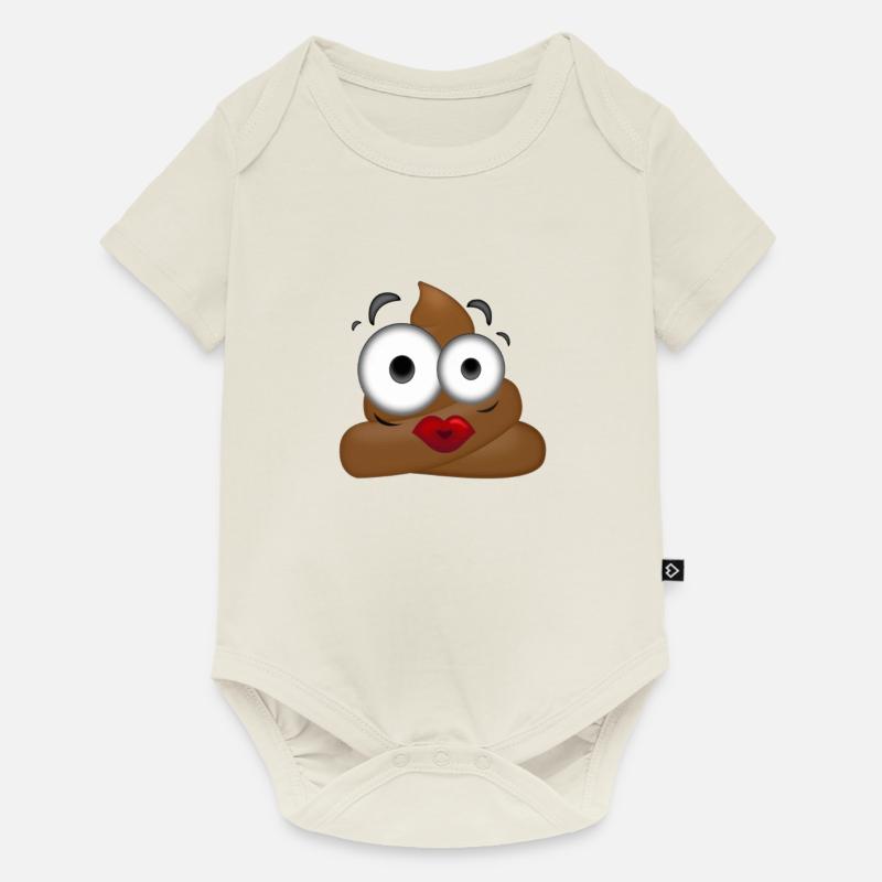 Funny Caca - Body à manches courtes Premium Bébé - blanc cassé