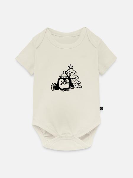 Pinguin (Weihnachten) - Baby Premium Kurzarmbody - Naturweiß