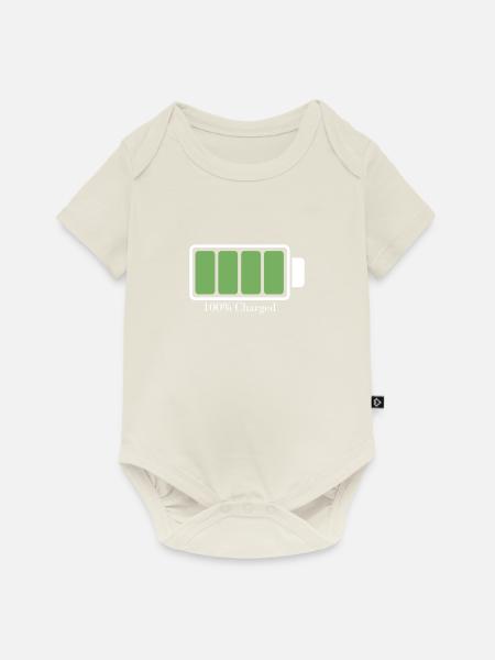 Geladener Akku - Baby Premium Kurzarmbody - Naturweiß