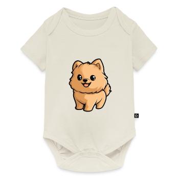 Chien de Poméranie Bande Dessinée Bébé Loulou de Poméranie - Body à manches courtes Premium Bébé - blanc cassé - Devant