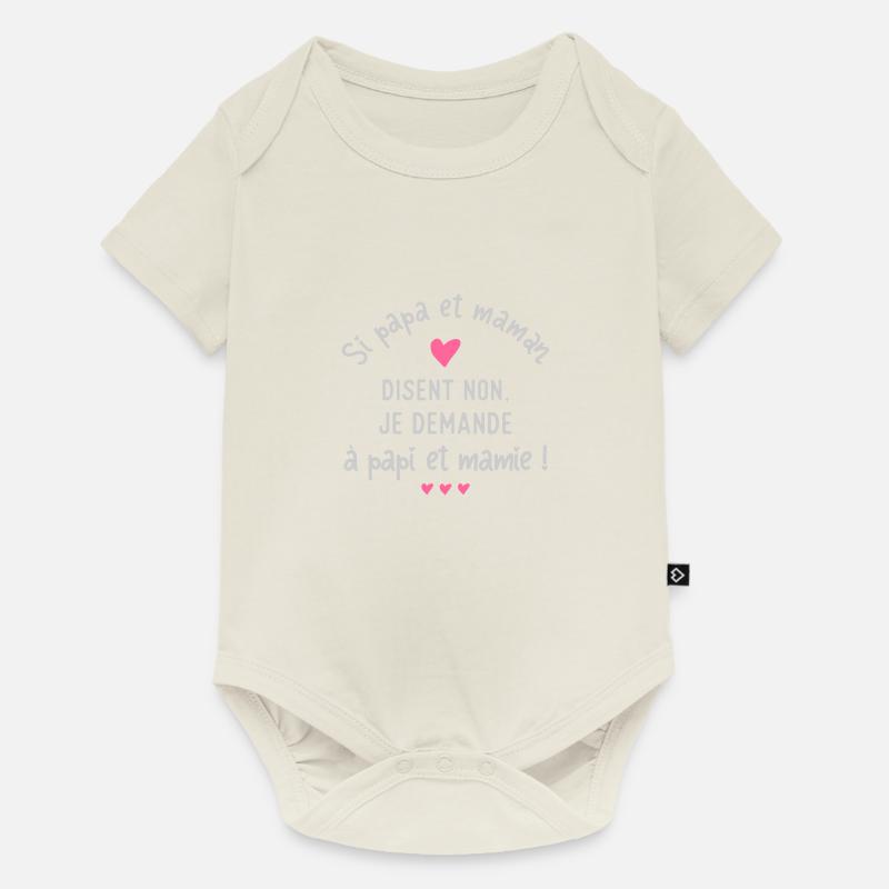Je demande à papi - Body à manches courtes Premium Bébé - blanc cassé