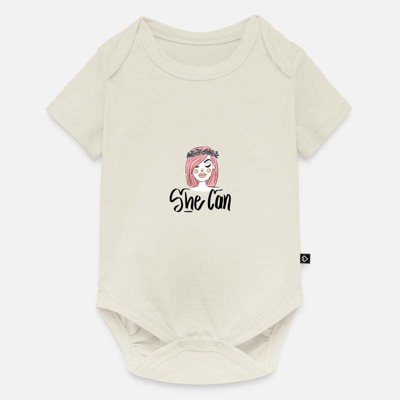 She Can - Baby Premium Kurzarmbody - Naturweiß